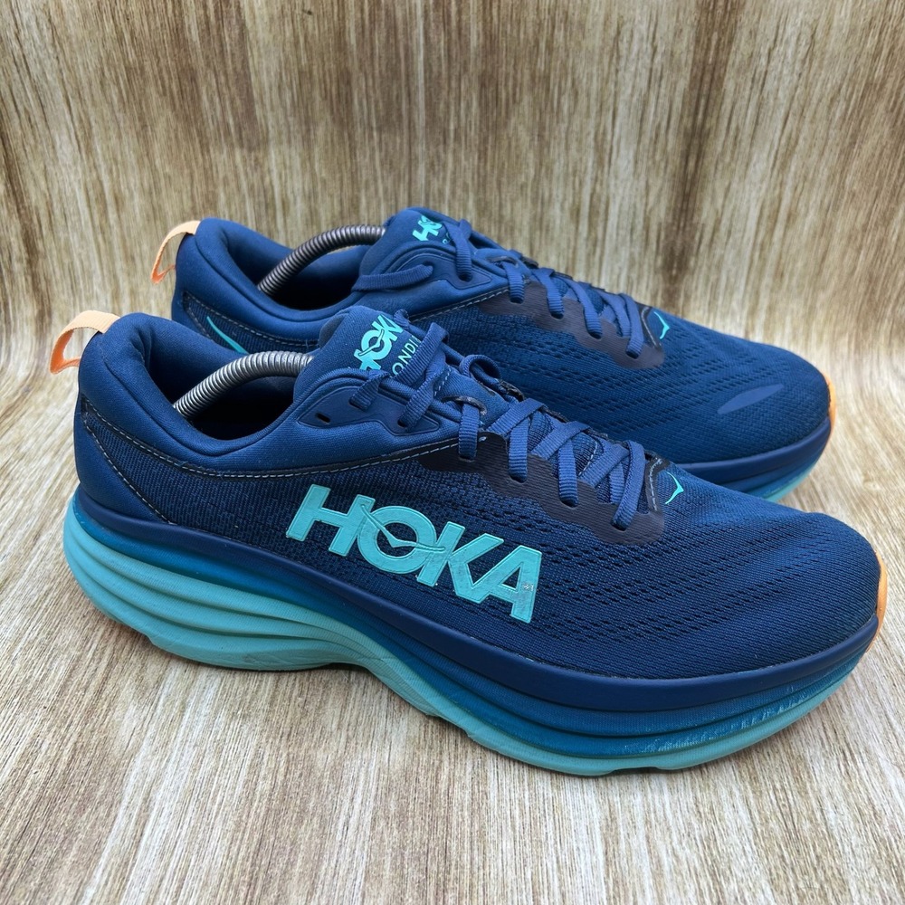 Hoka One One Bondi 8 Men's 11.5 Midnight Shoreline Running Shoes 1123202 MTSH
